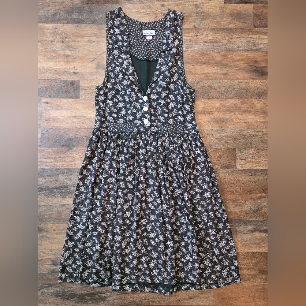 Breakin' Loose Vintage Women's Green Floral Button Front Back-Tie Dress Size 8